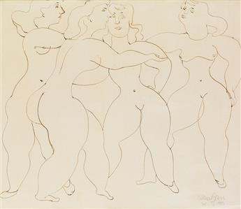 CHAIM GROSS Two drawings of dancing nudes.